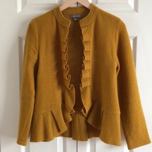 Tinley Road Felt Mustard Blazer with Ruffle Detail